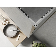 Salle de bains avec meuble-lavabo, vasque à poser et receveur de douche