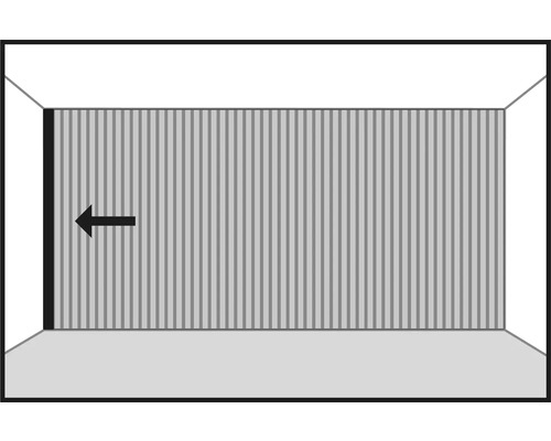 Illustration d''un système de porte coulissante en bois avec une flèche indiquant le sens de coulissement