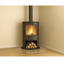 Kaminofen mit Holzscheitfach und Glasbodenplatte