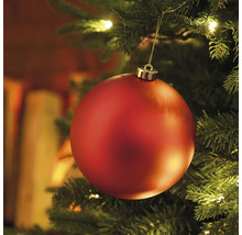 Boule de Noël rouge sur sapin de Noël