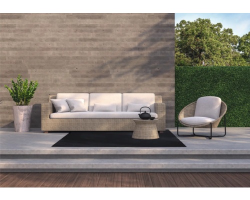 Terrasse avec mobilier de salon, plante et décoration