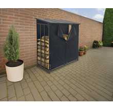 Étagère de stockage du bois avec couverture pour le stockage extérieur du bois de chauffage.