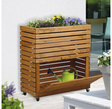 Blumenkasten aus Holz mit Stauraum und Giesskanne