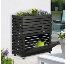 Rollbarer Pflanztisch mit Stauraum für Gartengeräte und Blumen