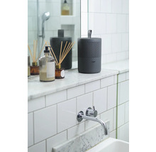 Scène de salle de bains avec diffuseur de parfum et robinet sur le lavabo