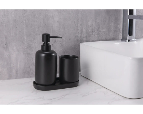 Distributeur de savon avec gobelet et support pour la salle de bain
