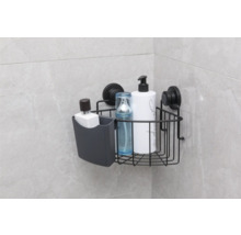 Eckregal mit Saugnapfbefestigung und Badezimmerartikeln