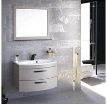 Salle de bain moderne avec meuble-lavabo, miroir et douche
