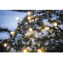 Arbuste décoratif avec guirlande lumineuse et neige