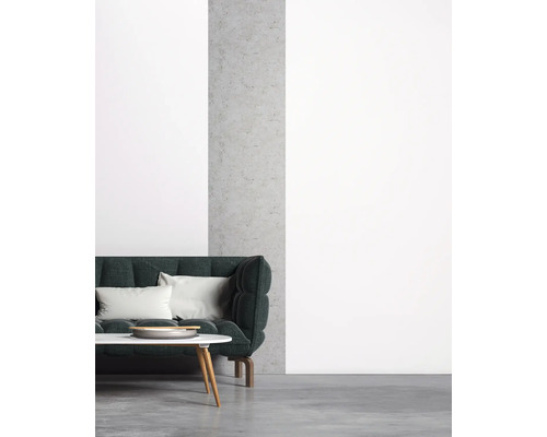 Salon avec canapé, coussins et table