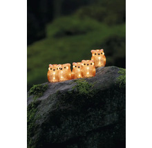 Figurines décoratives de hiboux avec éclairage pour l''extérieur sur une pierre