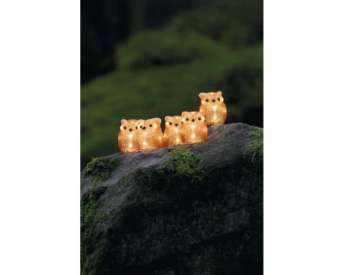 Figurines décoratives de hiboux avec éclairage pour l''extérieur sur une pierre