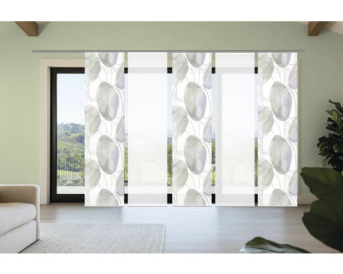 Panneau japonais avec motif abstrait de cercle devant une fenêtre