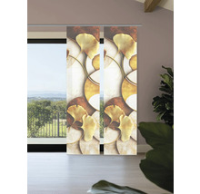 Dekorative Schiebegardine mit Ginkgo-Blatt-Motiv am Fenster