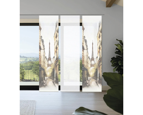 Schiebegardinen mit einem Aufdruck der Skyline von Paris