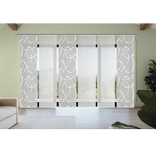 Raumansicht mit Schiebegardinen mit Muster zur Fensterdekoration