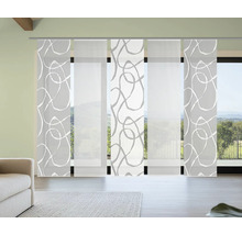 Pièce avec rideaux coulissants à motif de cercles