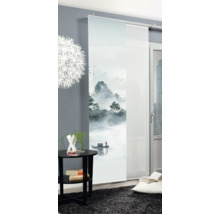 Raumansicht mit Schiebegardine mit Flusslandschaft-Motiv