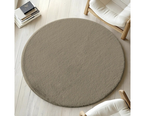 Tapis rond sur parquet à côté de chaises et de livres