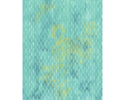 Papier peint avec motif flamant rose et bambou