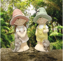 Gartenfiguren-Set mit Junge und Mädchen im kindlichen Design mit Schnecken