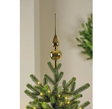 Goldfarbener Christbaumspitz auf einem Weihnachtsbaum