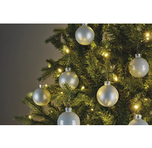 Sapin de Noël avec boules de Noël et guirlande lumineuse