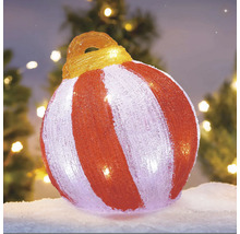 Dekorative, gestreifte Weihnachtskugel mit Beleuchtung für den Aussenbereich