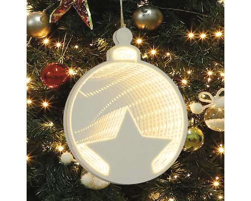 Weihnachtsbaumkugel mit Sternmotiv und LED-Beleuchtung