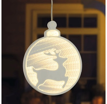 Dekorative Weihnachtskugel mit Rentier-Motiv und LED-Beleuchtung.
