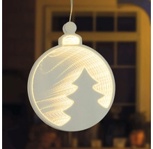 Dekorative Weihnachtskugel mit LED-Beleuchtung und Tannenbaum-Motiv