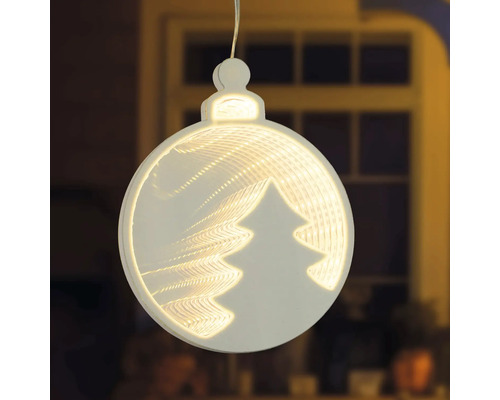 Dekorative Weihnachtskugel mit LED-Beleuchtung und Tannenbaum-Motiv