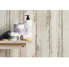 Badezimmer Stillleben mit Hautpflegeprodukten und Holzpaneelwand