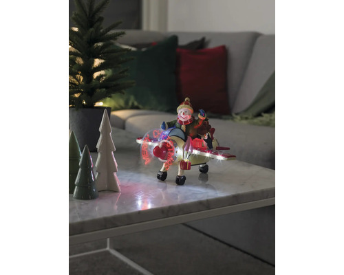 Dekorative Schneemann-Flugzeugfigur mit LED-Beleuchtung als festliche Dekoration