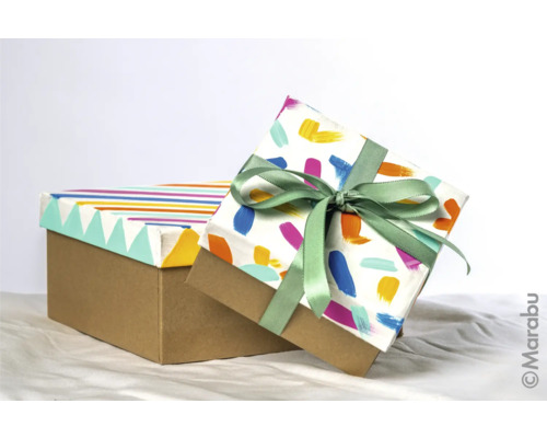 Deux boîtes cadeaux décorées avec un ruban