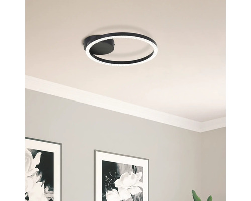 Plafonnier LED noir en forme d'anneau
