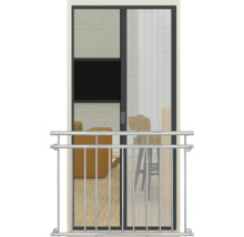Garde-corps de balcon devant la porte de patio avec vue sur le salon