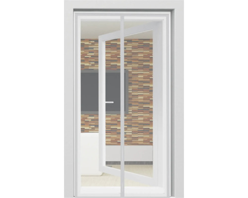 Insektenschutz home protect Türvorhang Magnet anthrazit 100x220 cm Geöffnete Tür in einem hellen Raum