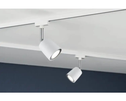 Deux spots de plafond sur un rail d'alimentation pour montage au plafond