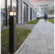 Beleuchtete Aussenleuchten säumen einen Fussweg