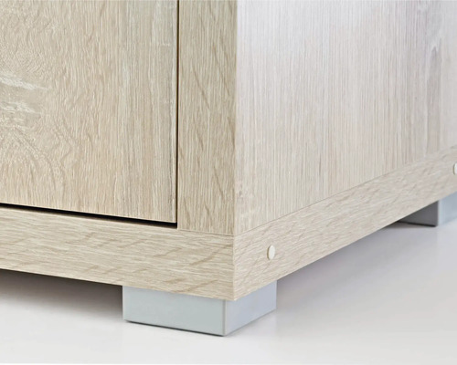 Vue détaillée d'une armoire en bois avec pieds