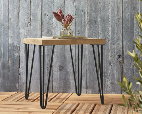 Table d'appoint avec plateau en bois et pieds en métal