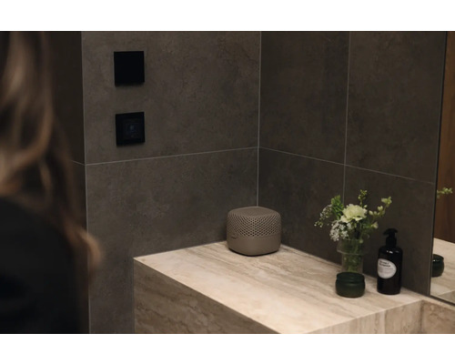 Modernes Badezimmer mit Waschbecken, Dekor und Luftreiniger