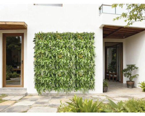 Mur végétal décoratif vert sur une façade de maison pour l'extérieur.