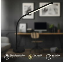 Schwarze LED-Stehlampe mit einstellbarer Dimmfunktion und warmweißem Licht im Arbeitszimmer