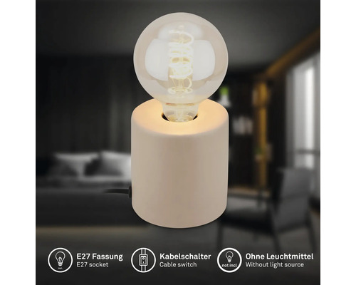 Dekorative Tischleuchte mit E27 Fassung, Kabelschalter, ohne Leuchtmittel