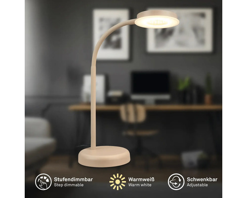 Schreibtischlampe mit LED-Leuchte, stufenlos dimmbar und schwenkbar