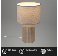 Tischleuchte mit Lampenfassung E27, Schalterkabel und Stoffschirm