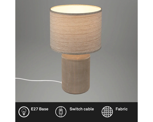 Tischleuchte mit Lampenfassung E27, Schalterkabel und Stoffschirm