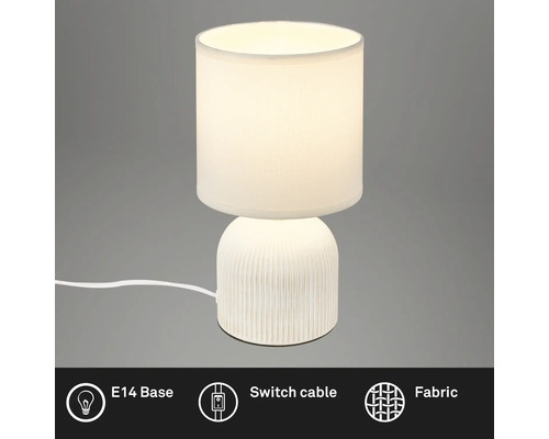 Tischleuchte mit E14 Fassung, Schalterkabel und Stoffschirm